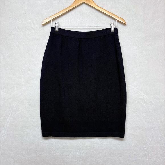 St. John Knit Wool Straight Pencil Midi Skirt Navy Blue Womens Size 6 - Picture 2 of 11